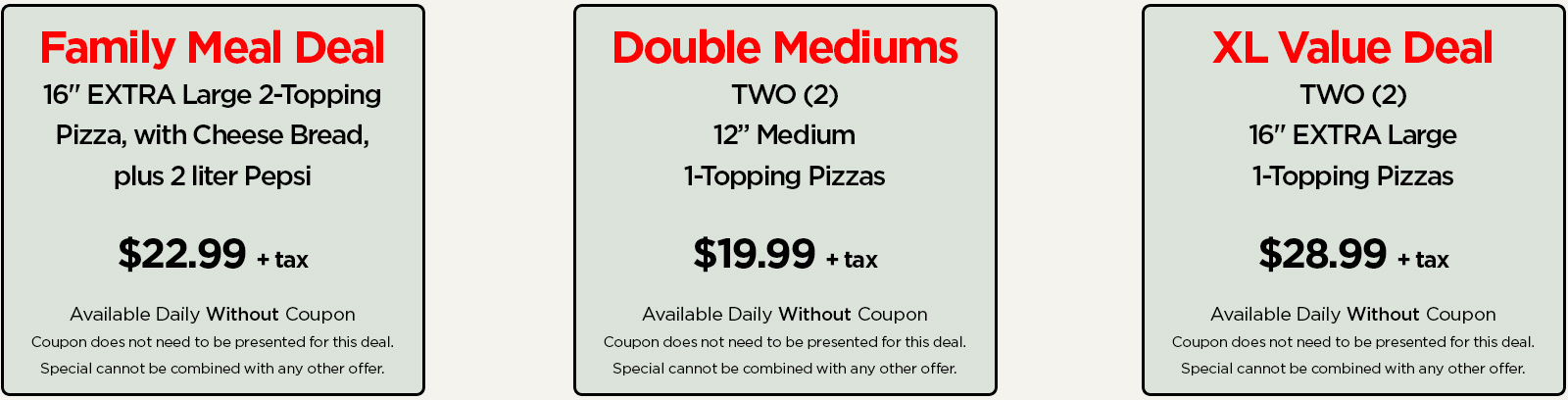 Pizza Coupons And Specials Cassini S Pizzeria